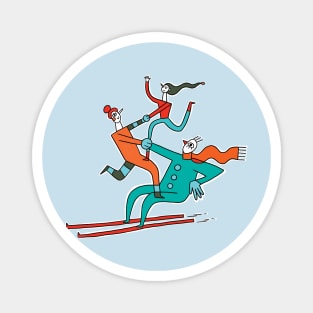 Skiing Acrobats Magnet